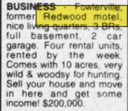 Redwood Motel - Oct 1998 For Sale Again (newer photo)